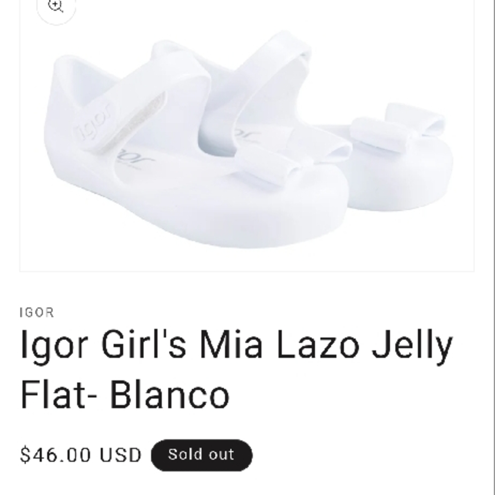 Igor Girl's Mia Lazo Jelly Flat - Blanco size eur 22 us6